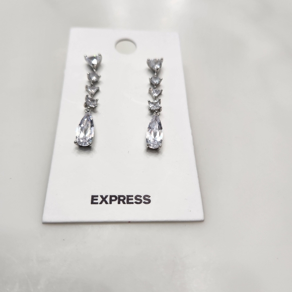 Express Silver Tone Crystal drop earrings - Picture 3 of 3